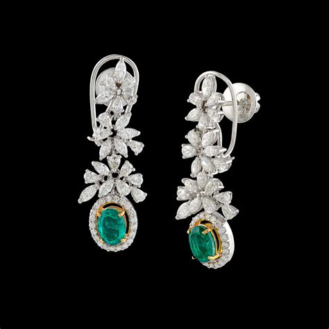 Triple Flower Cluster Diamond Earrings – Krishna Jewellers