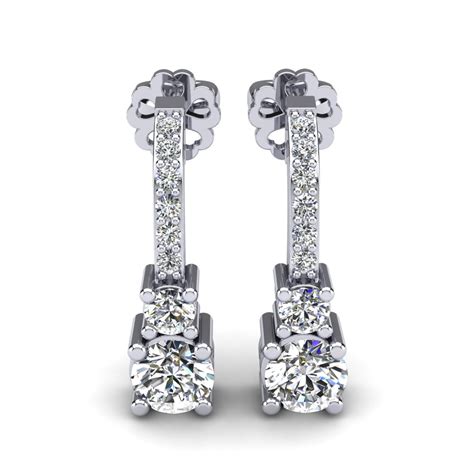 Order Women's Earring Ravenna in Round cut 1 Carat 14k White Gold ...