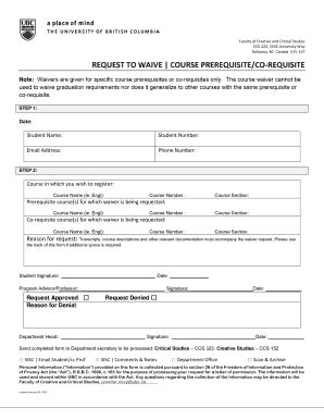 Course Prerequisite Waiver Request - Blank Fillable Template | Fill Out ...