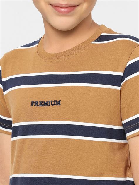 Buy Brown Striped Crew Neck T-shirt for Boys Online at Jack&Jones ...