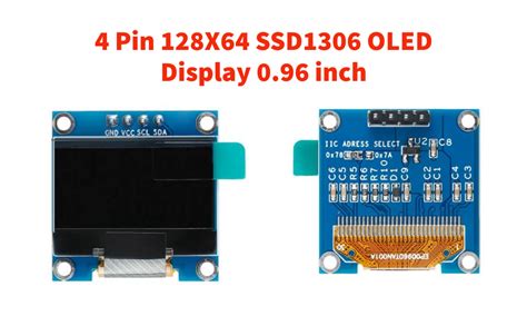 Maison Up | 0.96" I2C/IIC 4-Pin OLED Display Module - White Pixel Color ...
