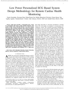 Low Power Personalized ECG Based System Design Methodology for Remote ...
