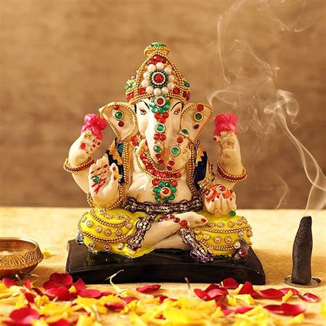 Buy TIED RIBBONS Ganesha Idol Statue Showpiece Figurine (Resin, Multi ...
