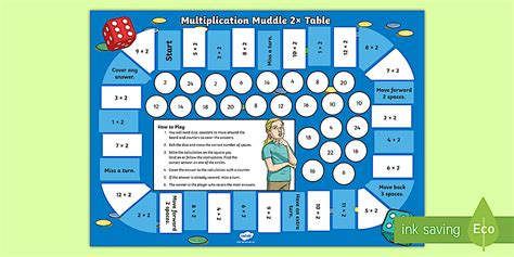 Multiplication Muddle - 2x Table Board Game
