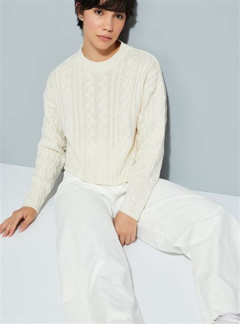 Buy URB_N Women Cable Knit Crop Sweater Online at just Rs. 999.0 ...