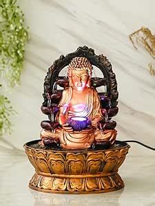 CRAFT SMITH Golden Brown Polyresin Tabletop Buddha Indoor Water ...