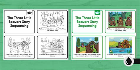 The Three Little Beavers Story Sequencing Activity - Twinkl