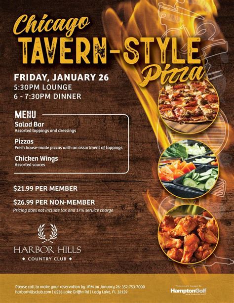 Chicago Tavern-Style Pizza, Harbor Hills Country Club, Lady Lake ...
