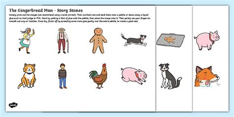 The Gingerbread Man Story Stone Image Cut-Outs