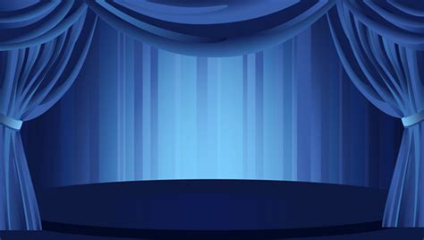 Blue Stage Curtain Background Material Promotional Posters, Blue, Stage ...