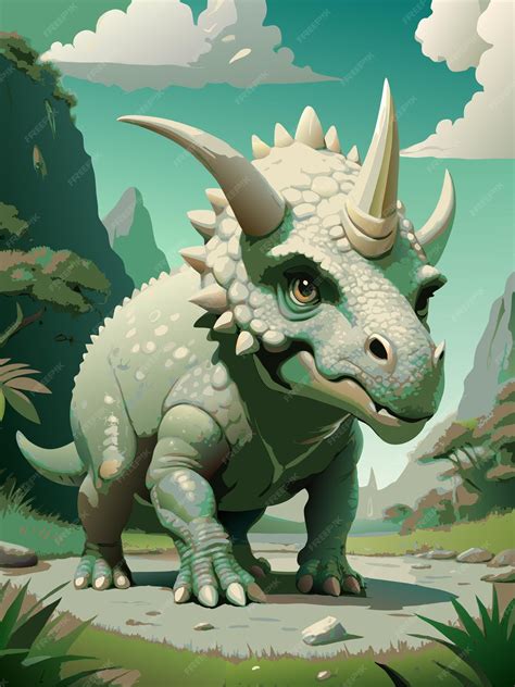 A dinosaur with horns on its head is shown | Premium AI-generated vector