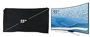 Woolf 52" Black Cotton TV Cover for Stand TV, Dust Protector, Easy to ...