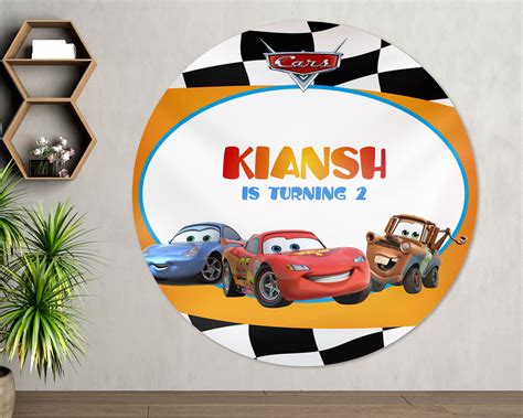Car Theme Personalized Round Backdrop | Party supplies online – Party ...