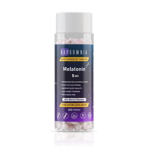 Napsomnia 5 Mg Melatonin Fast Dissolve Tablets | Mix Berry Chewable ...