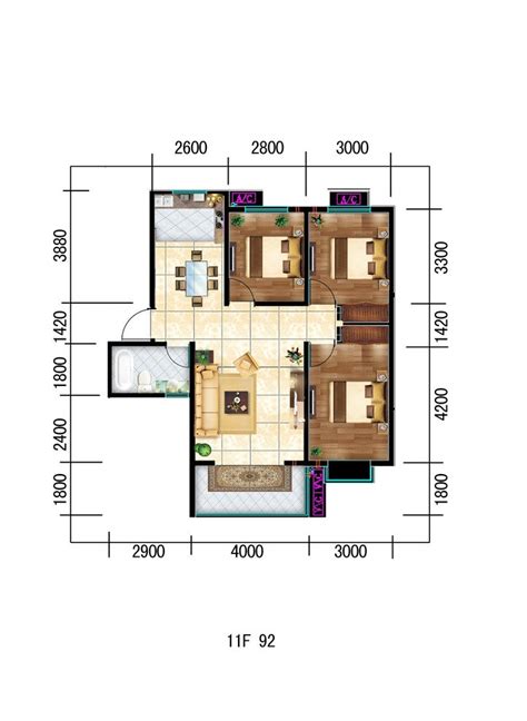120平米三室两厅两卫户型图装修效果图_土巴兔装修效果图