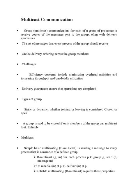 Multicast Communication - Reliable Multicast Simple basic multicasting ...