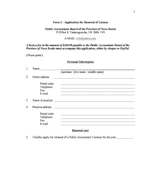 Fillable Online Form 2 - Application for Renewal of Licence Public Fax ...