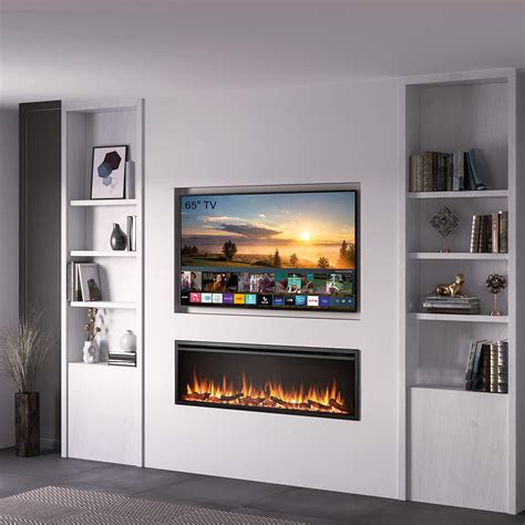 FLAMME 60"/152cm Castello Slim Frame Recessed Media Wall Inset Electric ...