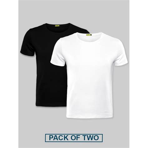 Buy Black & White Combo of 2 Plain T-shirts Online - Beyoung