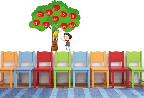 woopme Number Apple Kids Learning Wall Stickers for Home Kids Bedroom ...
