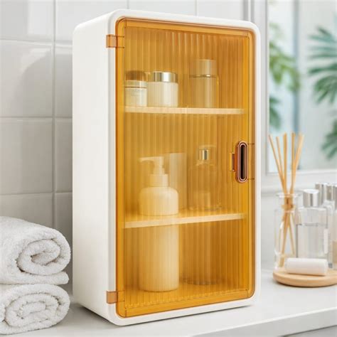 Wall Mounted Plastic Storage Cabinet With Translucent Amber Door. – Tromart