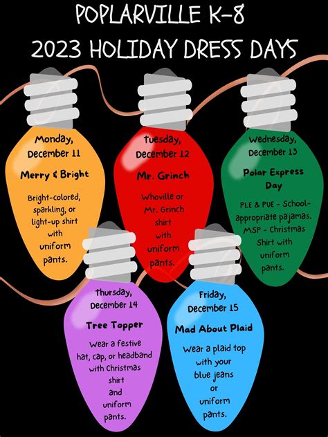 K-8 Holiday Dress Days 2023 – Poplarville School District