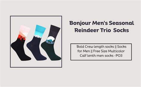 Buy Bonjour Men's Seasonal Reindeer Trio Designer Socks |Men's Bold ...
