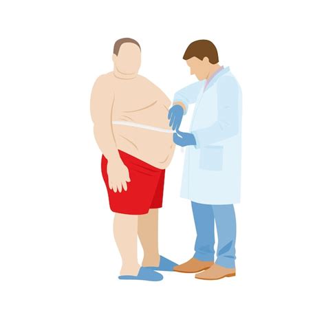 Fat male patient undergoes body mass index measurements the doctor ...