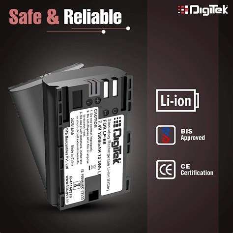 Buy Digitek (LP-E6) Secondary Li-ion Rechargeable Battery for DSLR ...