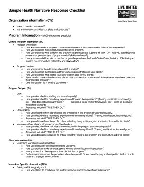 Fillable Online Sample Health Narrative Response Checklist Fax Email ...