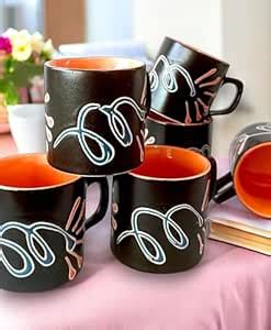 Buy Ceramic Tea Cups Set of 6-120ml Coffee Cup & Coffee Mug Set for ...