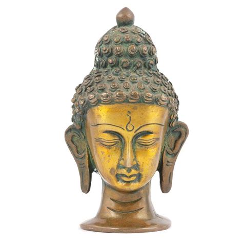 Buy Indian-Shelf Handmade Buddha Head Showpiece for Office Desk Brass ...