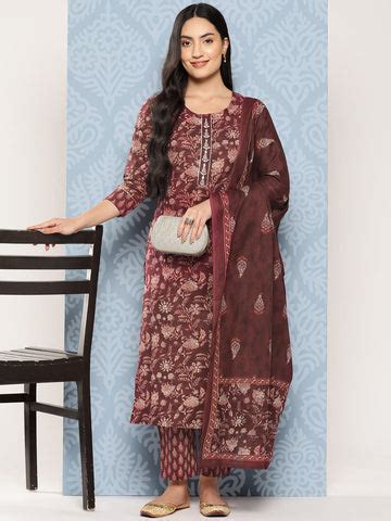Buy cotton kurta, trouser & pant set with dupatta for women – Yufta Store