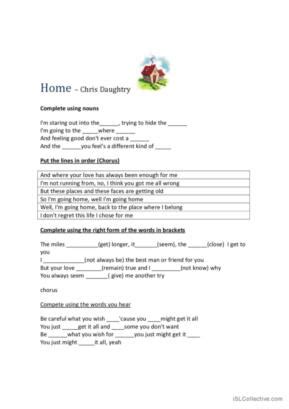 10 Home, Song and nursery rhyme activity, Listening Comprehe…