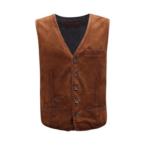 8130AZ GILET UOMO THE JACK LEATHERS LORRY MAN SUEDE/LINEN WAISTCOAT