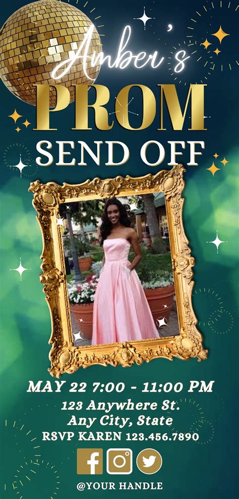 Animated Green Prom Send off Video Invitation, Digital Prom Party ...