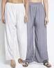 Buy White & Grey Trousers & Pants for Women by GRACIT Online | Ajio.com