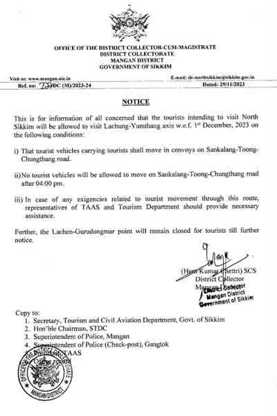 Tourists are allowed to visit Lachung and Yangthang after 26 days ...