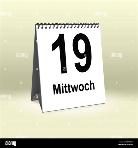 A calendar in German language shows Wednesday 19th | Ein Kalender für ...