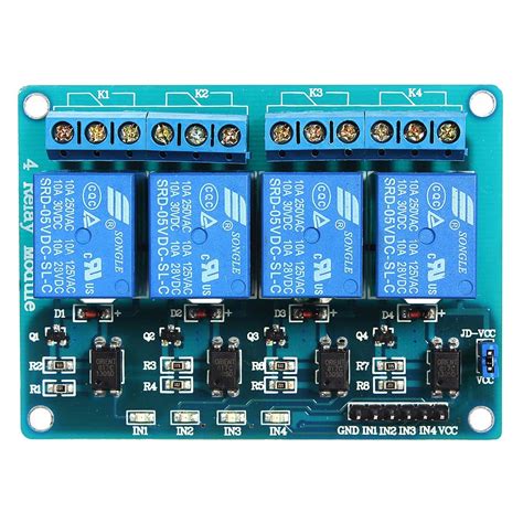 Buy 5V 4 For Arduino PIC ARM DSP AVR MSP430 Blue Channel Relay Module ...