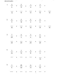 Adding Fractions with Unlike Denominators Worksheets | USA