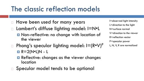 Image result for Types of Reflection Models