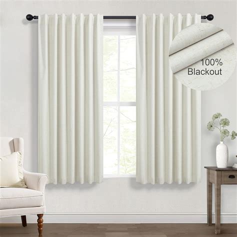 Amazon.com: DANCURTON 100% Blackout Linen Curtains 45 Inches Long 2 ...