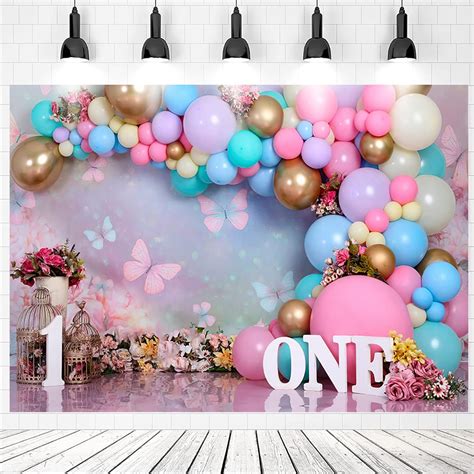 First Birthday Backdrop for Girl - Baby Girl 1st Birthday Cake Smash ...
