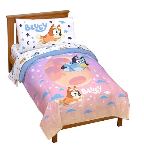 Bluey 4 Pieces Blue Bed Blankets Sets, Crib and Toddler Bed Size ...