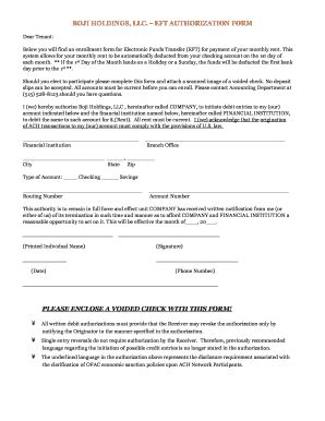 Fillable Online BOJI HOLDINGS, LLC. EFT AUTHORIZATION ... - GO Rental ...