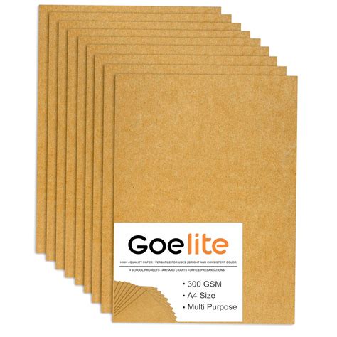 Goelite Craft Paper Sheets Thick 300 GSM | Brown Kraft Sheets Cardboard ...