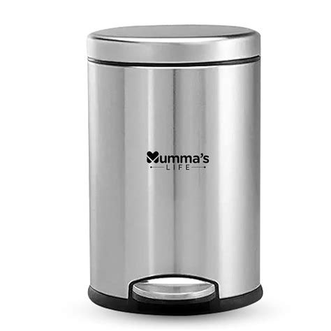 Mumma's LIFE 5L Dustbin for Bathroom with Lid – Stainless Steel Silver ...