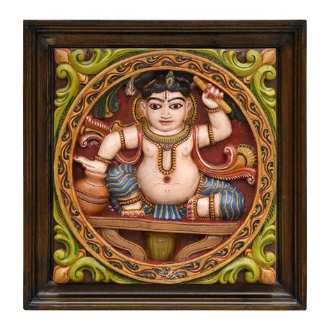 Butter Krishna Wooden Wall Panel -Rani Arts & Teak – RANI ARTS & TEAK