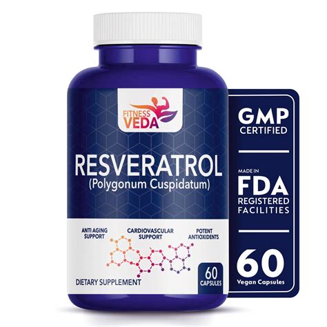 FITNESS VEDA Trans Resveratrol 99.9% Pure 500 mg Supplement Healthy ...